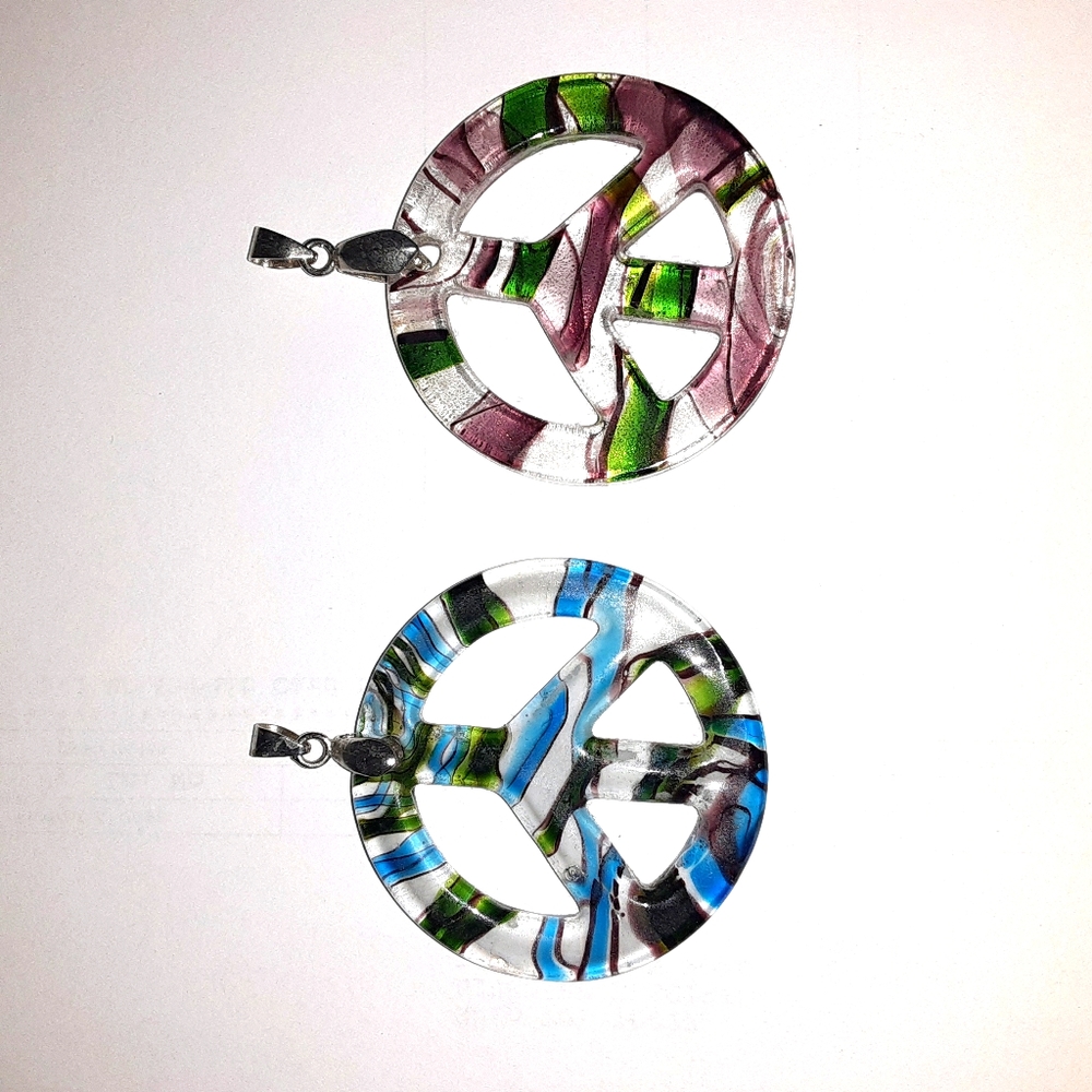 Glass peace necklace pendant